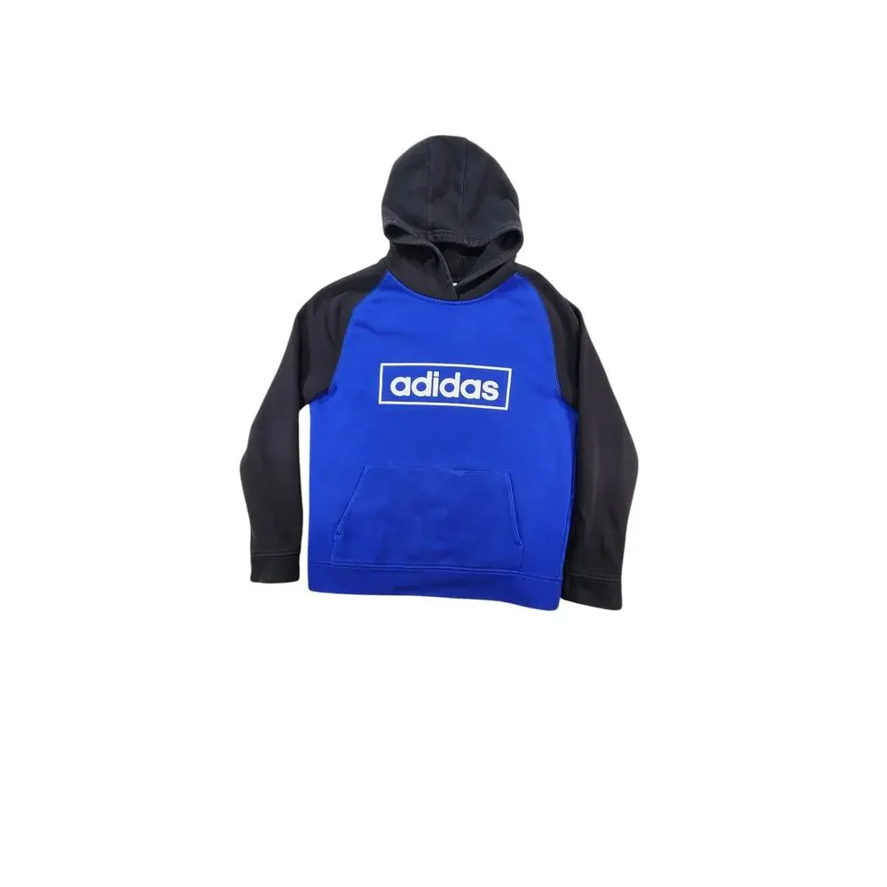 Adidas Men's Blue Black Colorblock Pullover Hoodie Logo XL